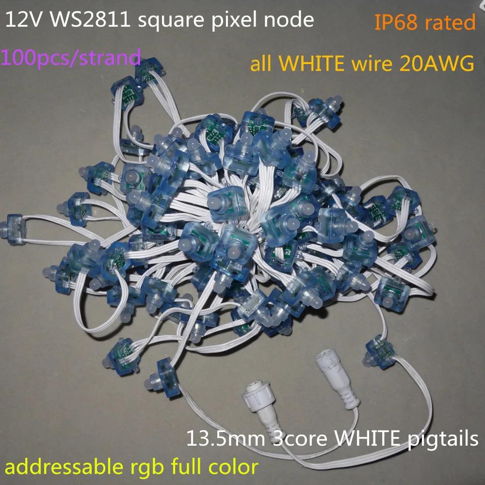 100 / 簢 DC12V ּ  WS2811 led Ʈ ȼ , RGB Ǯ ÷,   20AWG) ̾, IP68, 13.5mm Ǳ  